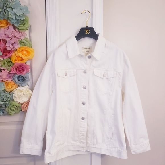 NWT MADEWELL boxy Oversize white denim jacket - Picture 3 of 16